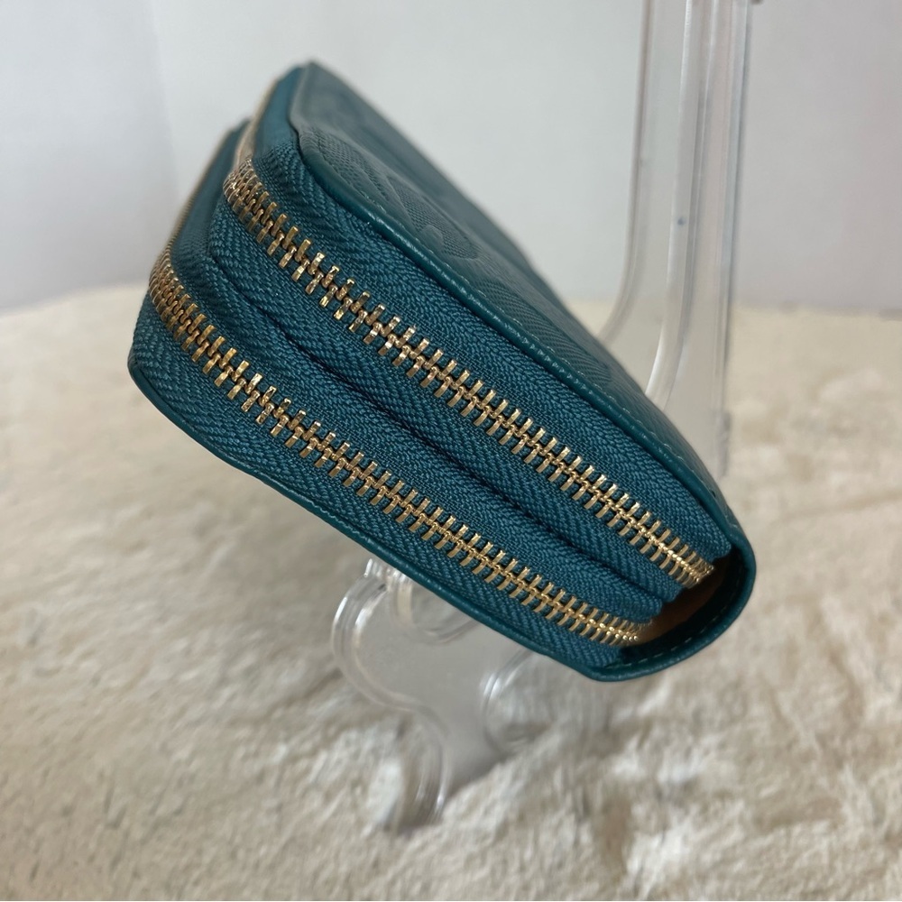 Teal Floral Embossed Women's Wallet - Picture 6 of 11
